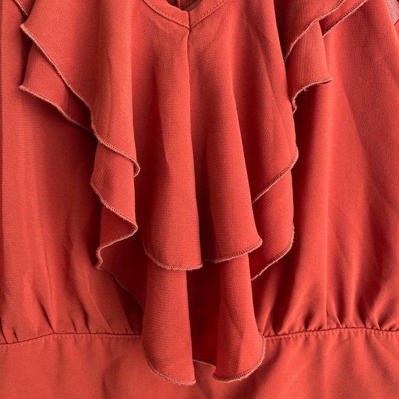 Elegant Rust Ruffle Top - Picture 5 of 9